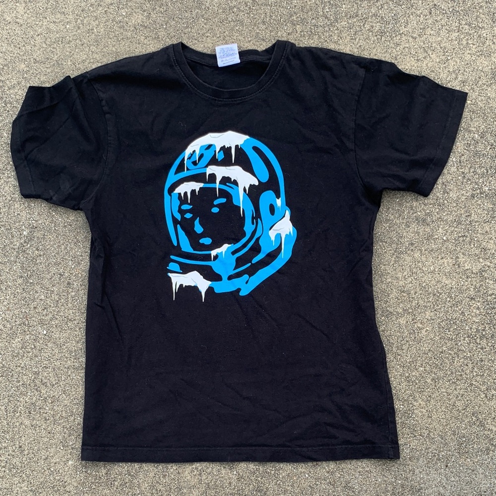 Black T-Shirt with Blue & White Icy Astronaut Graphic